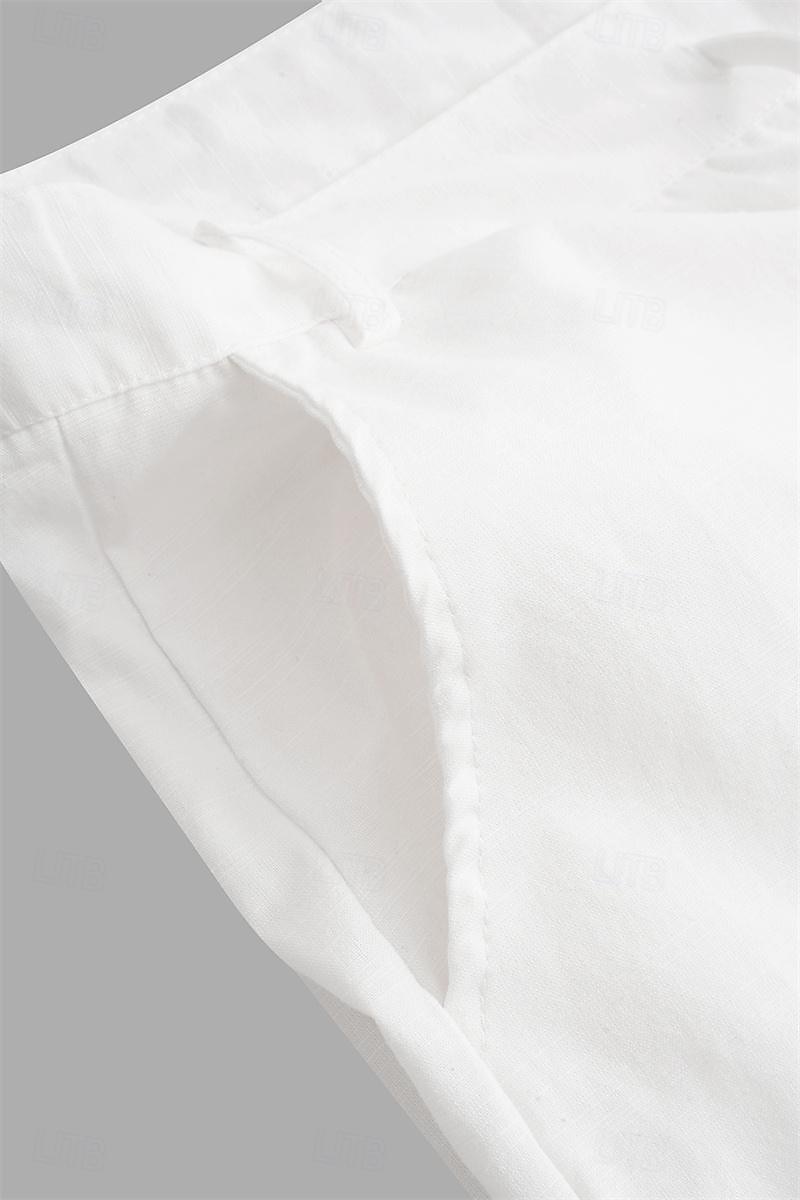 Per uomo Pantaloni di lino Pantaloni Pantaloni estivi Pantaloni da spiaggia Tasca frontale Gamba dritta Liscio Comfort Traspirante Informale Giornaliero Per eventi Di tendenza Originale Bianco Blu del 2026 a $11.49 –P12