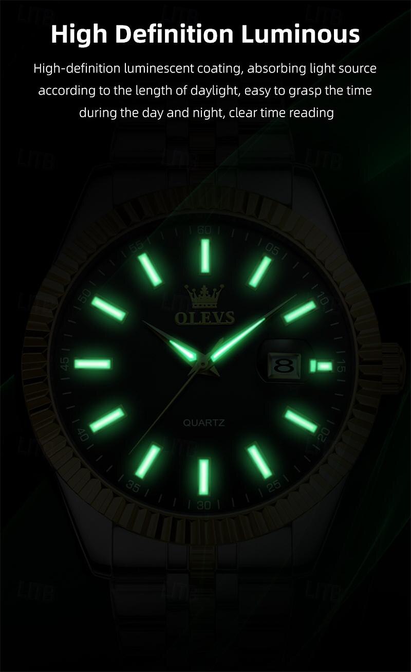 Olevs Horloges Luminous Kalender Mode Trend Leven Reizen Quartz Horloge Eenvoudige Vrijetijd Waterdichte Sporten Herenhorloge 2025 - $27.99 –P8
