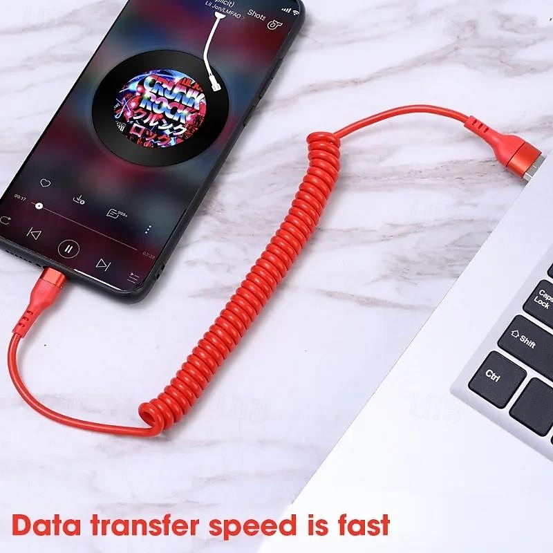 5A Type C Data Cable Spring Telescopic Fast Charging Cord Car USB C Charge Cord for Android Phone Accessories for Xiaomi Samsung 2025 - $11.99 –P2