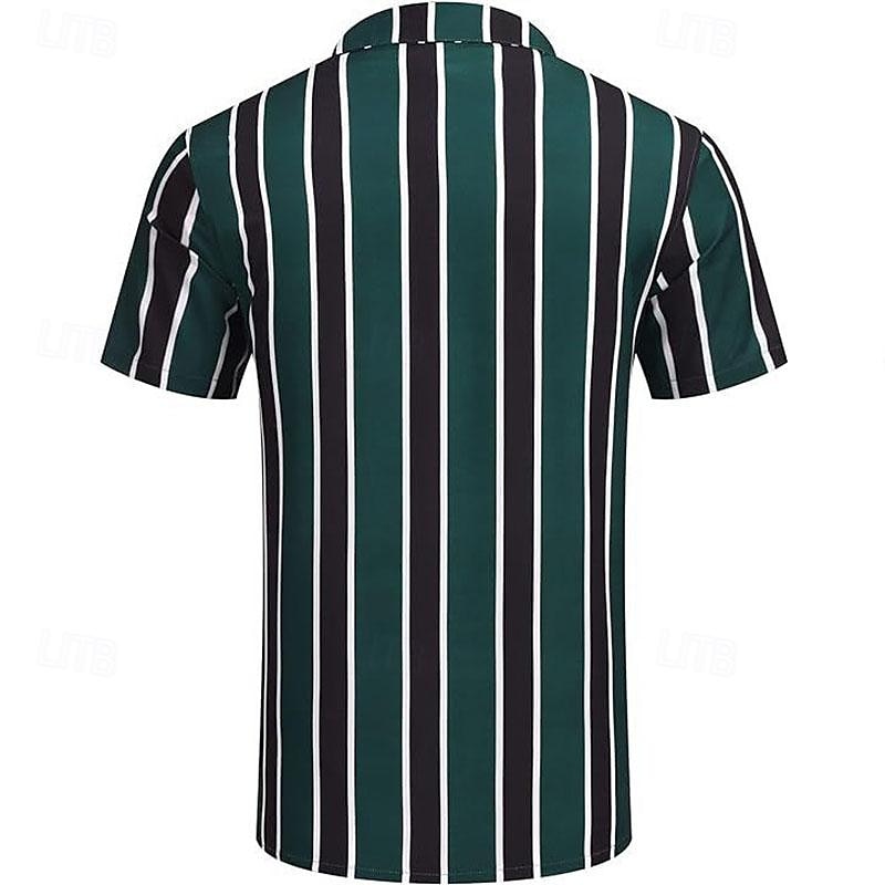 Hombre Camisa Camisa de verano Camisa casual Camisa de playa Abotonar la camisa Camisas de rayas Azul Piscina Verde Trébol Chocolate Café Manga Corta Rayas cuello de campamento Vacaciones Hawaiano 2025 - $15.49 –P5