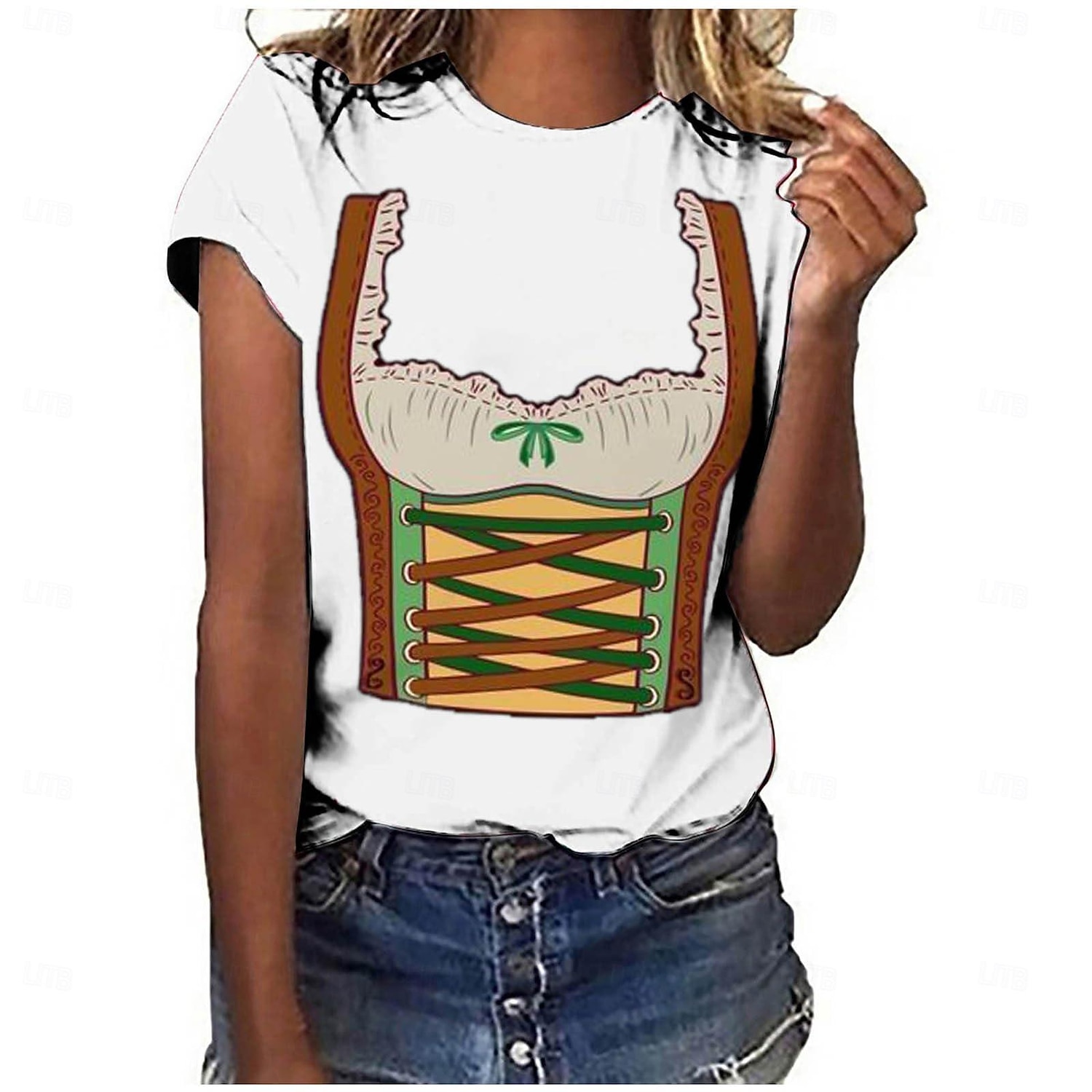 Japonesa/Curta Anime 3D Bávaro Estilo de rua Camiseta Arte Gráfica para Mulheres Adulto Impressão 3D  para Cerveja Oktoberfest Baile de Máscaras Casual / Diário de 2026 por $20.99 –P12