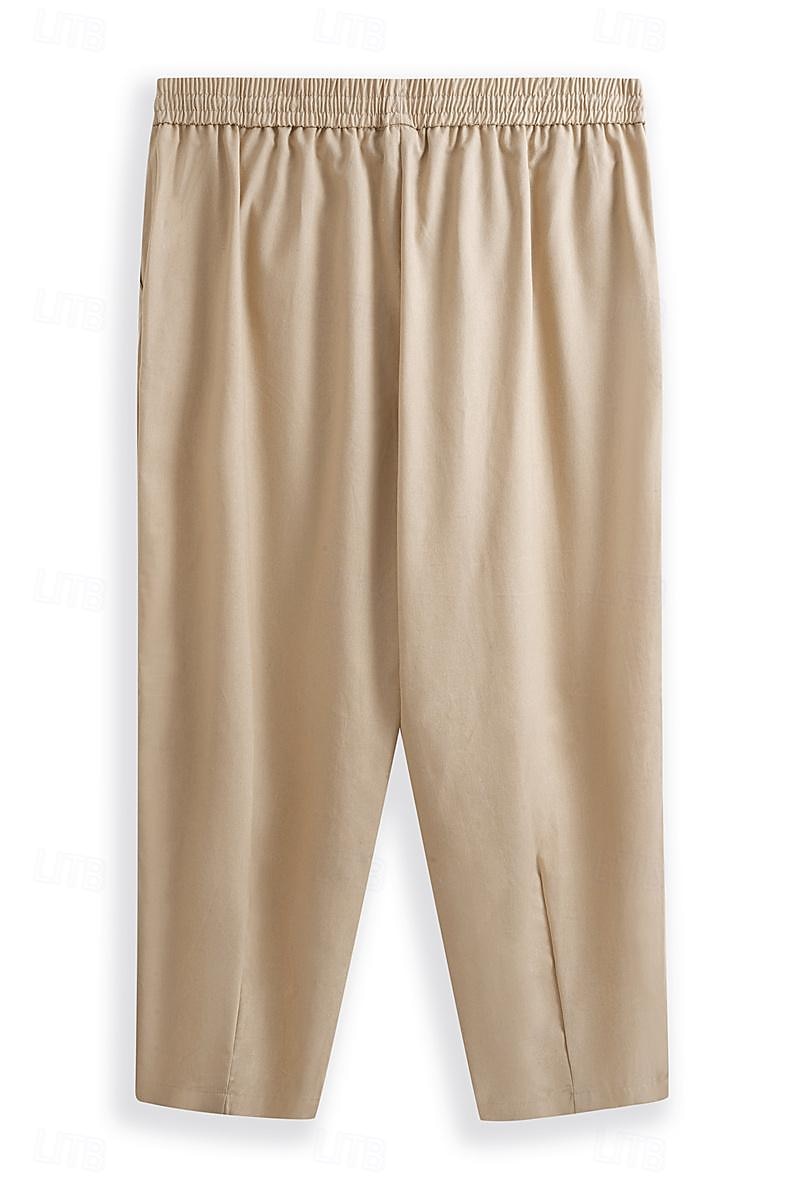 Homme Pantalon en lin Pantalon pantalon été Cordon Taille elastique Plein Confort Respirable Toute la longueur Casual du quotidien Vacances Mode Style classique Blanche Bleu de 2025 ? $25.99 –P2