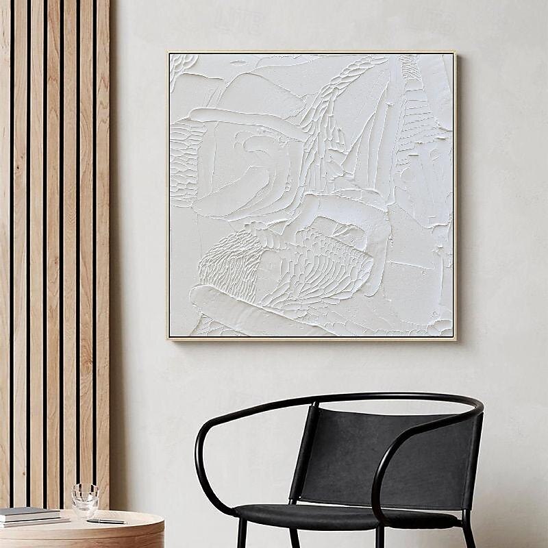 peint à la main 3d texturé blanc peinture abstraite sur toile 3d texturé art mural boho moderne toile art salon décor pattle couteau peinture à l'huile décor à la maison hôtel pièce d'art de 2025 ? $116.99 –P8