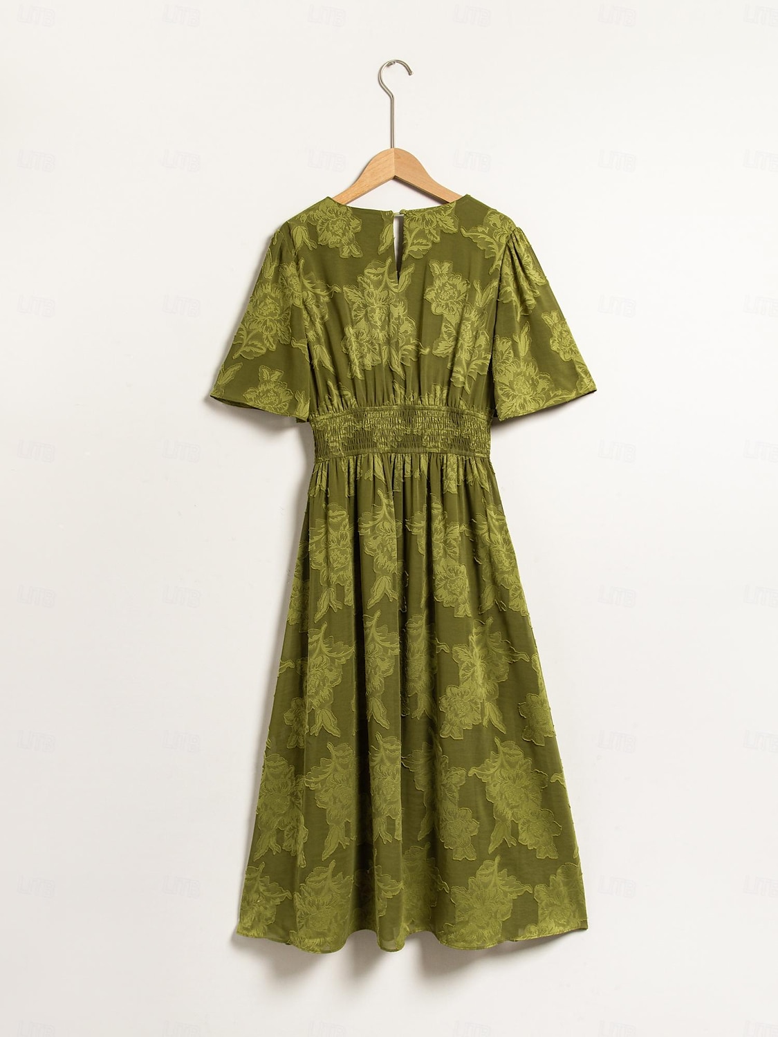 Mulheres Vestido elegante Verde Manga Curta Jacquard Jacquard Primavera Verão Decote V Vestido elegante Férias Encontro S M L de 2025 por $57.99 –P8