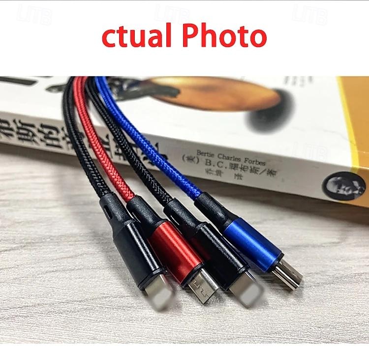 4 In 1 USB Cable For iPhone 3 In 1 USB A To Micro USB/Type C/8 Pin Charger Cable 3A Fast Charging Cabl For Huawei Samsung Xiaomi 2025 - $12.99 –P1