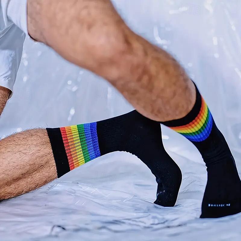 Hombre Paquete de 5 Paquetes múltiples Calcetín Calcetas Calcetines para correr Calcetines informales Blanco Rojo Color Arco iris Deporte Diario Vacaciones Básico Medio Primavera Otoño Moda Casual 2025 - $17.99 –P10