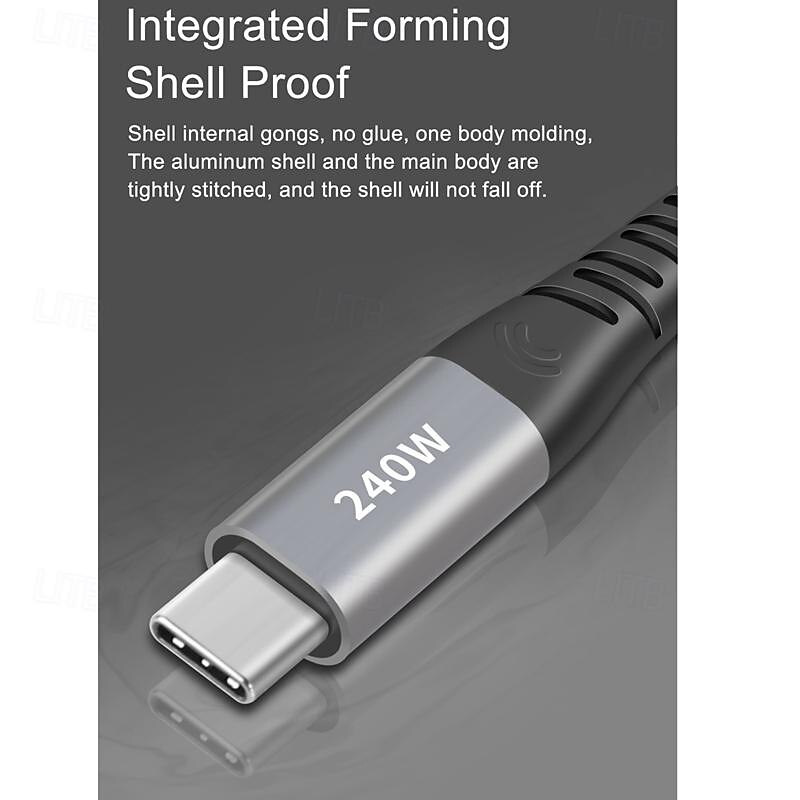 1 упаковка Кабель USB 3.0 100 Вт 3,3 фута USB-C на USB-C 6 A Кабель для зарядки Быстрая зарядка Высокая скорость передачи данных нейлон плетеный Прямой угол Прочный Назначение Macbook iPad Samsung 2025 - $15.99 –P7
