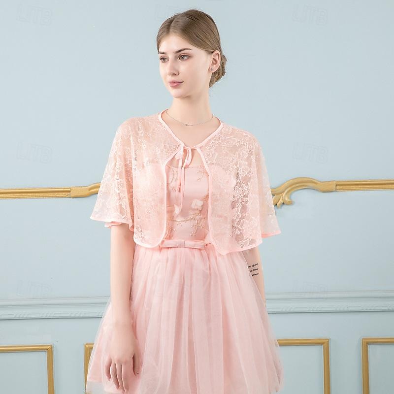 Sjalar Sjalar till damer Bolero Elegant Brudkläder Halvlång ärm Polyester Brudsjalar Med Ren Färg Till Fest Vår & sommar 2025 - $20.99 –P7