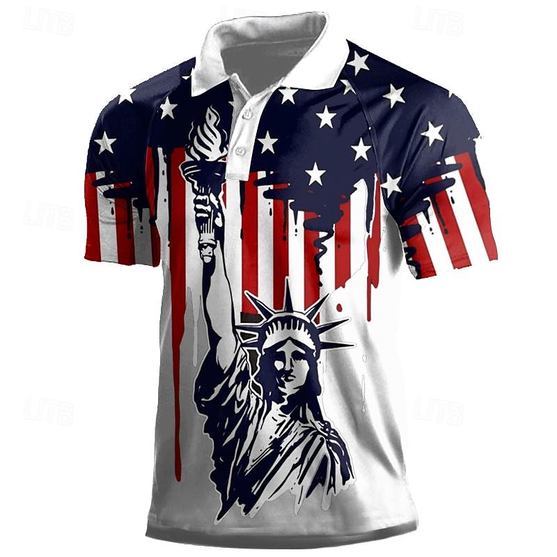 Americký den nezávislosti Pánské Americká vlajka veteráni Polokošile Golfová košile Krátký rukáv Polo tričko Košile s límečkem Na běžné nošení Streetwear Oblečení na dovolenou Párty oblečení Knoflíky 2025 - $22.99 –P4