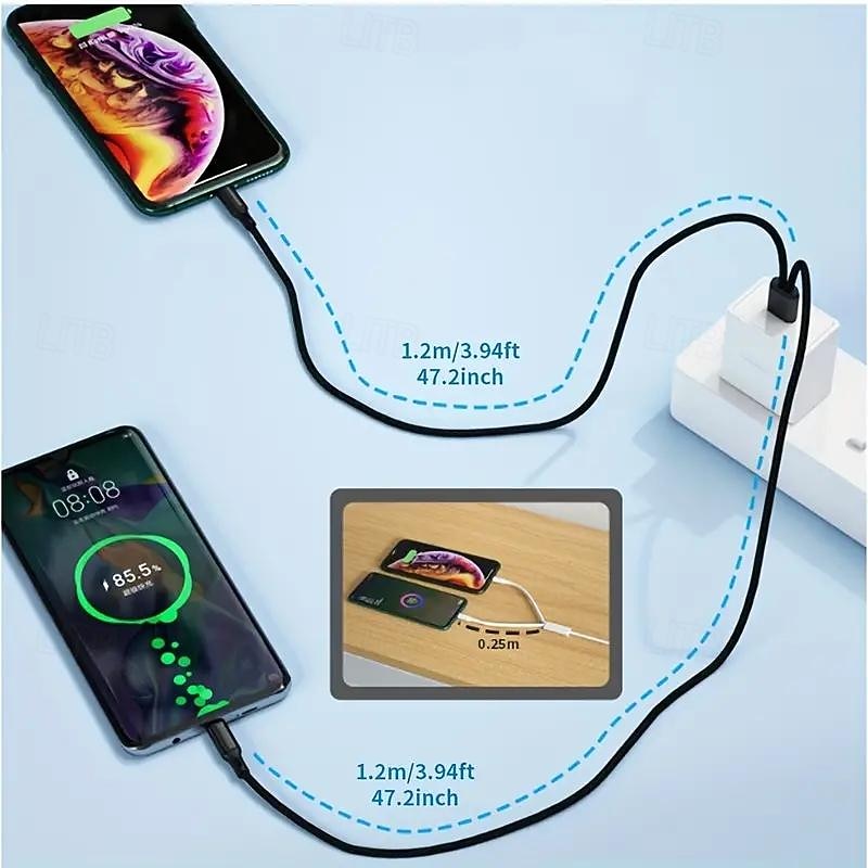 2025年 1本2本のデータケーブル、2in1の超高速充電、Huawei車用充電ケーブル  コレクション – $10.99 –P2