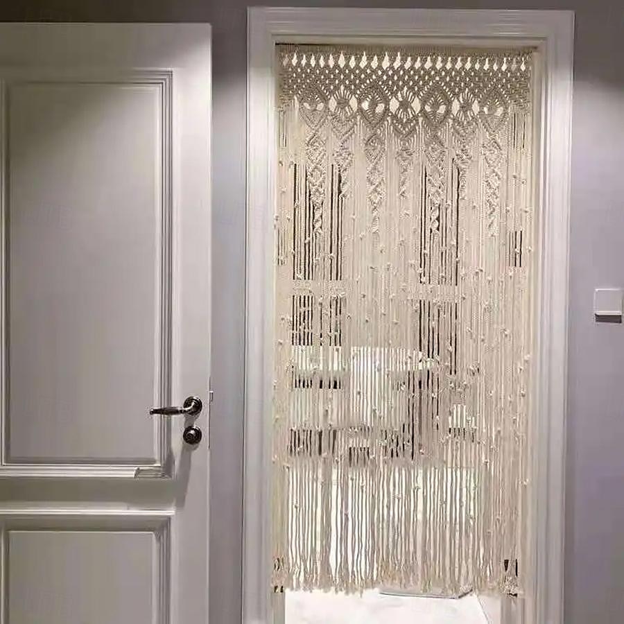draperii boho macrame perdea usi glisante țesute tapiserie boemă decor, intimitate perdea exterioară, decor nuntă pe terasa, separator de cameră pentru pergolă, foișor, balcon, verandă 2025 - $75.99 –P6