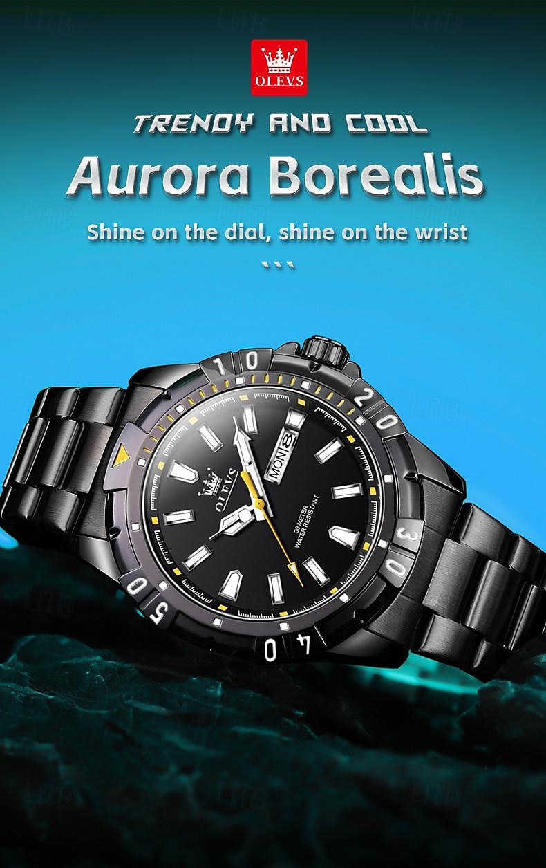 OLEVS Мужчины Кварцевые Мода Деловые Наручные часы Светящийся Календарь Дата Неделя ЗАЩИТА ОТ ВЛАГИ Стали Часы 2026 - $33.99 –P10