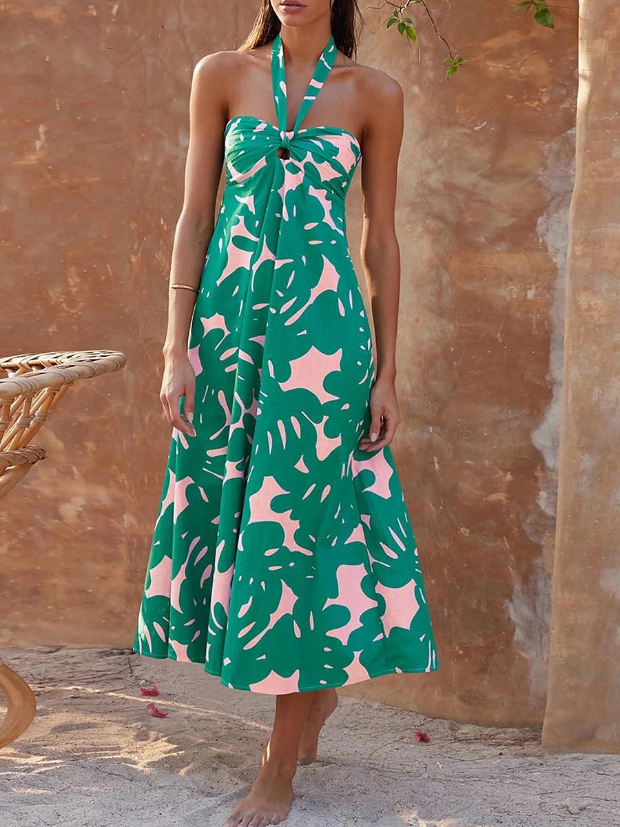 Femme robe longue Robe casual Robe Évasée Robe Trapèze Robe d'été mode Décontractées Vacances du quotidien Rendez-vous Standard Floral Feuille Sans Manches Dos nu Rouge Violet Orange Vert Eté de 2025 ? $46.99 –P12