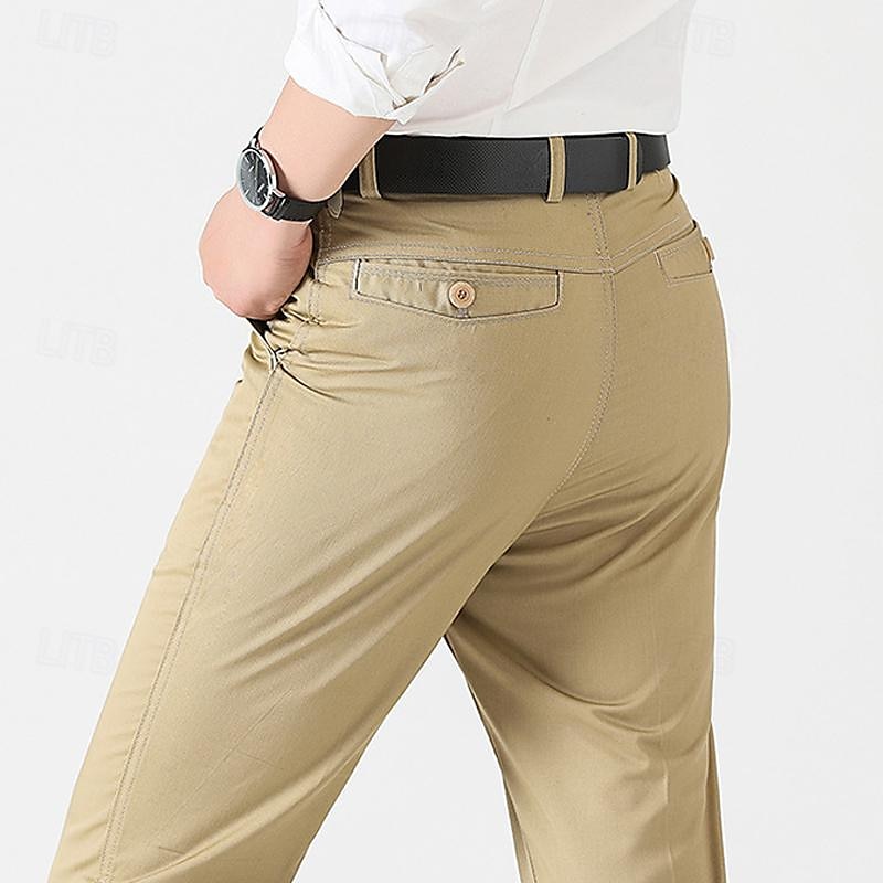 Herren Abschlußfeier Hose Chinos Chinohose Tasche Einfach Komfort Atmungsaktiv Outdoor Täglich Ausgehen Mode Lässig Schwarz Khaki 2025 - $16.49 –P7