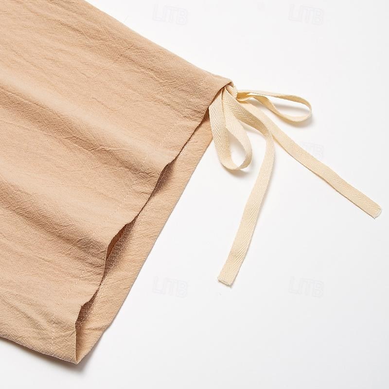 Men's Linen Shorts Summer Shorts Beach Shorts Capri Pants Drawstring Elastic Waist Front Pocket Solid Color Daily Going out Stylish Classic Black Blue 2025 - $18.49 –P6