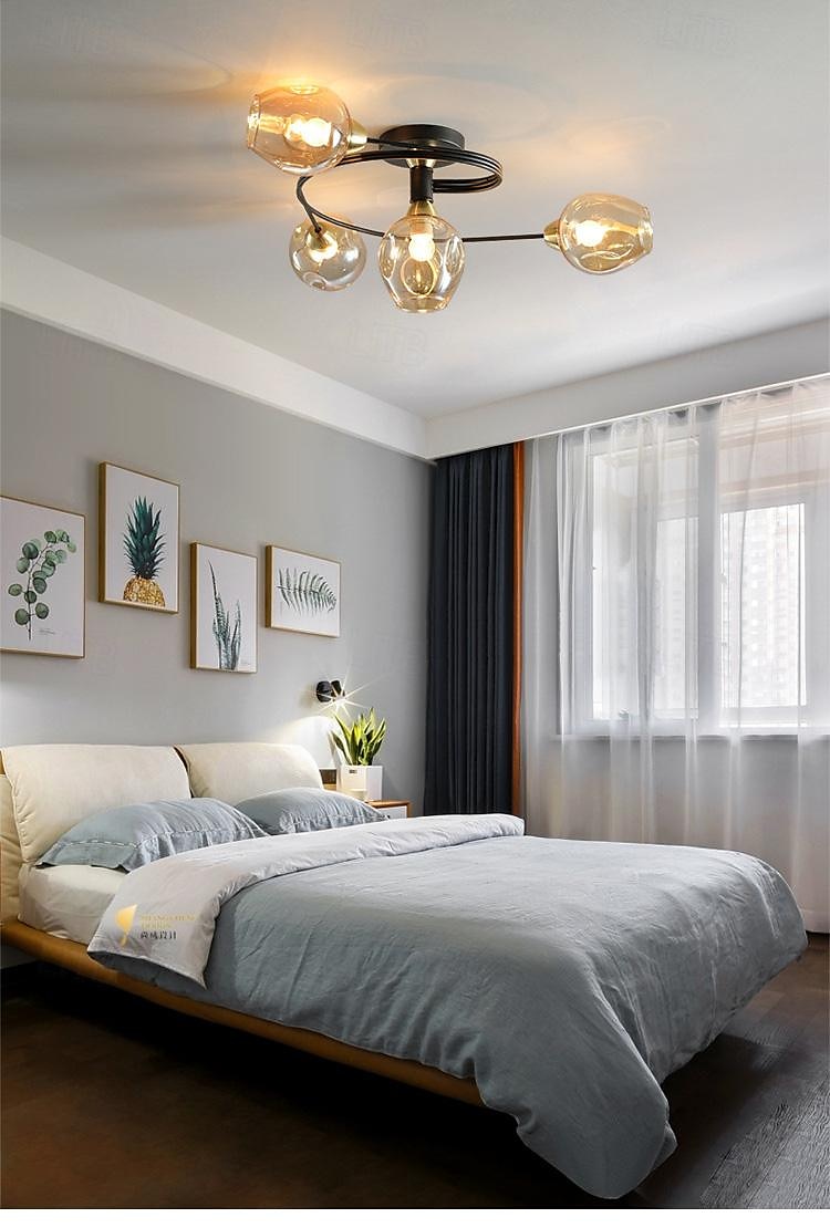 Luz de teto led 4/6 cabeça de vidro metal e27 nórdico criativo mágico lâmpada de teto pequeno quarto, lustre pessoal conciso moderno, para sala de estar comercial lâmpada de sala de jantar, sala de de 2025 por $331.19 –P5