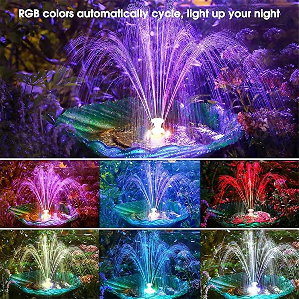 Zonne Fontein Waterpomp met kleur LED Lichten voor Vogelbad Drijvende Tuin Vijver Tank Zonnepomp voor Halloween 2025 - $45.99 –P3