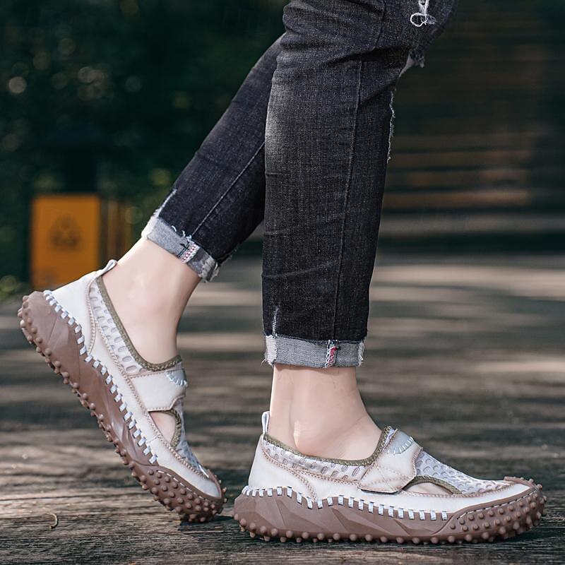 Homens Sandálias sapatos feitos à mão Caminhada Casual Ao ar livre Férias Praia Com Transparência Respirável Confortável Antiderrapante Sem Atacadores Preto Marron Bege Primavera Outono de 2025 por $49.99 -P7