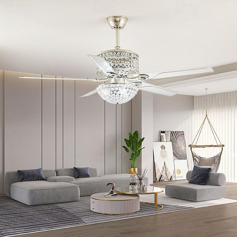 ventilatore a soffitto a led luce cristallo oro luce di lusso 3 colori-luce acrilico moderno stile nordico camera da letto sala da pranzo 110-240v del 2025 a $526.89 –P7