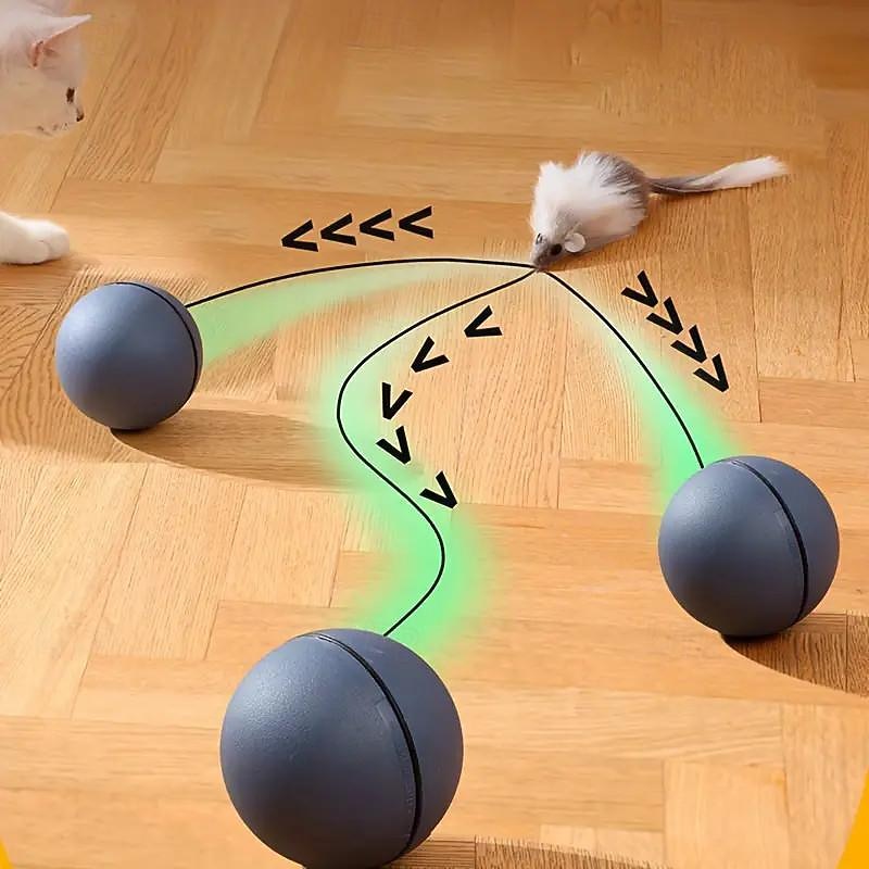 2025年 電池式インタラクティブ猫用おもちゃボール、追跡マウス付き、全犬種対応自動転がりティーザー、電池式（電池は付属しません）  コレクション – $18.99 –P7