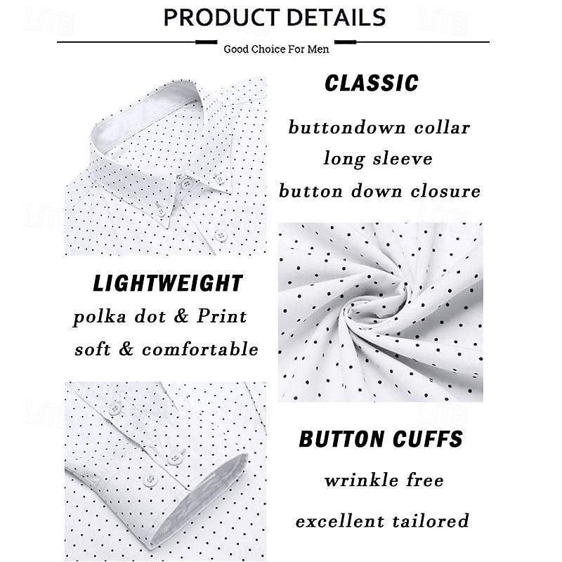 Per uomo Camicia Camicia elegante Camicia con Bottoni A Pois Matrimonio Lavoro Nero Bianco Rosso Blu marino Manica Lunga Collo ripiegato Primavera & Autunno Abbigliamento del 2025 a $22.99 –P8