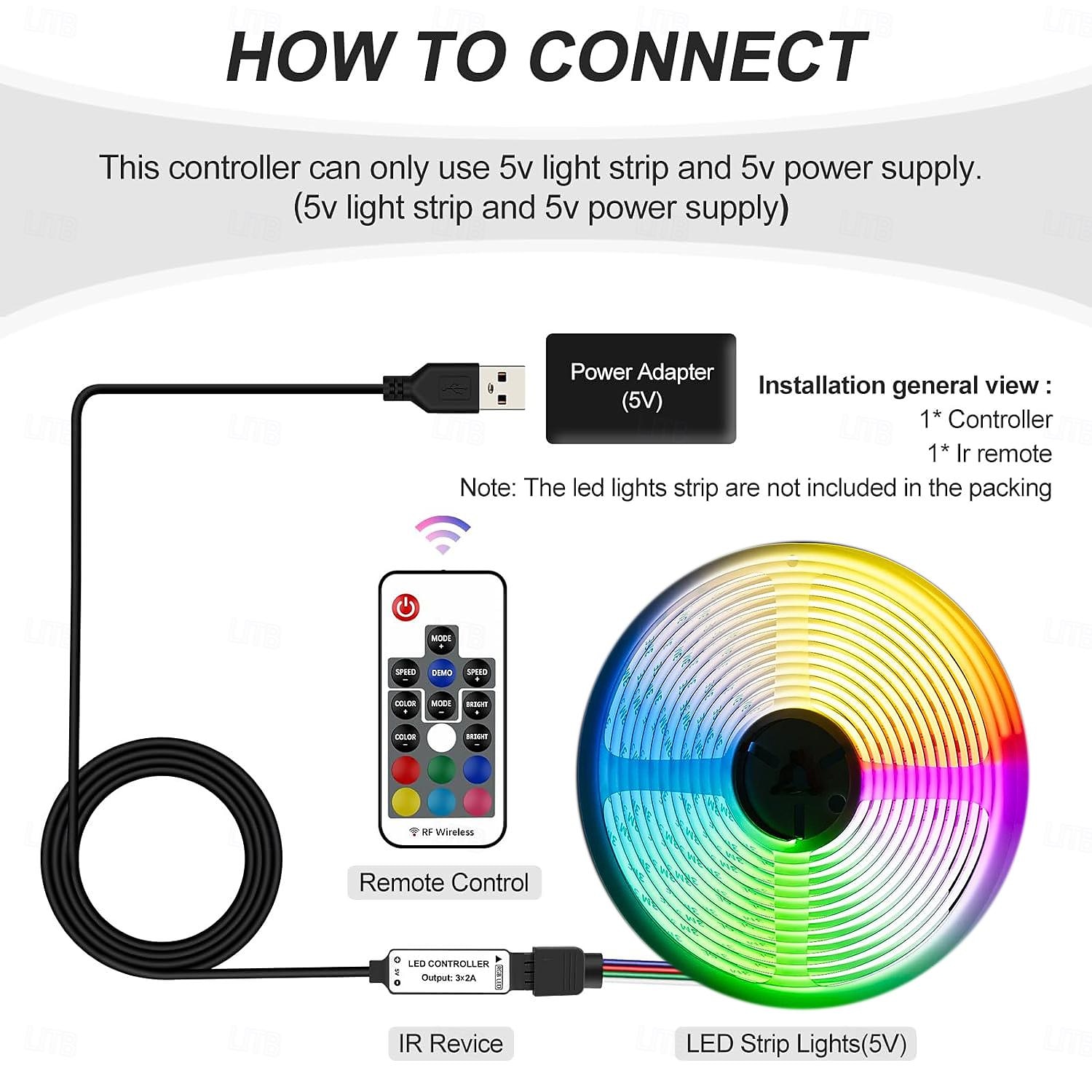 usb rgb cob ledstrip licht 1-5m 5v intelligente verkleuring striplicht app bestuurt muzieksynchronisatie lichtstrip of uitgerust met rf draadloze controller geschikt voor binnendecoratie tv comp 2025 - $20.99 –P5