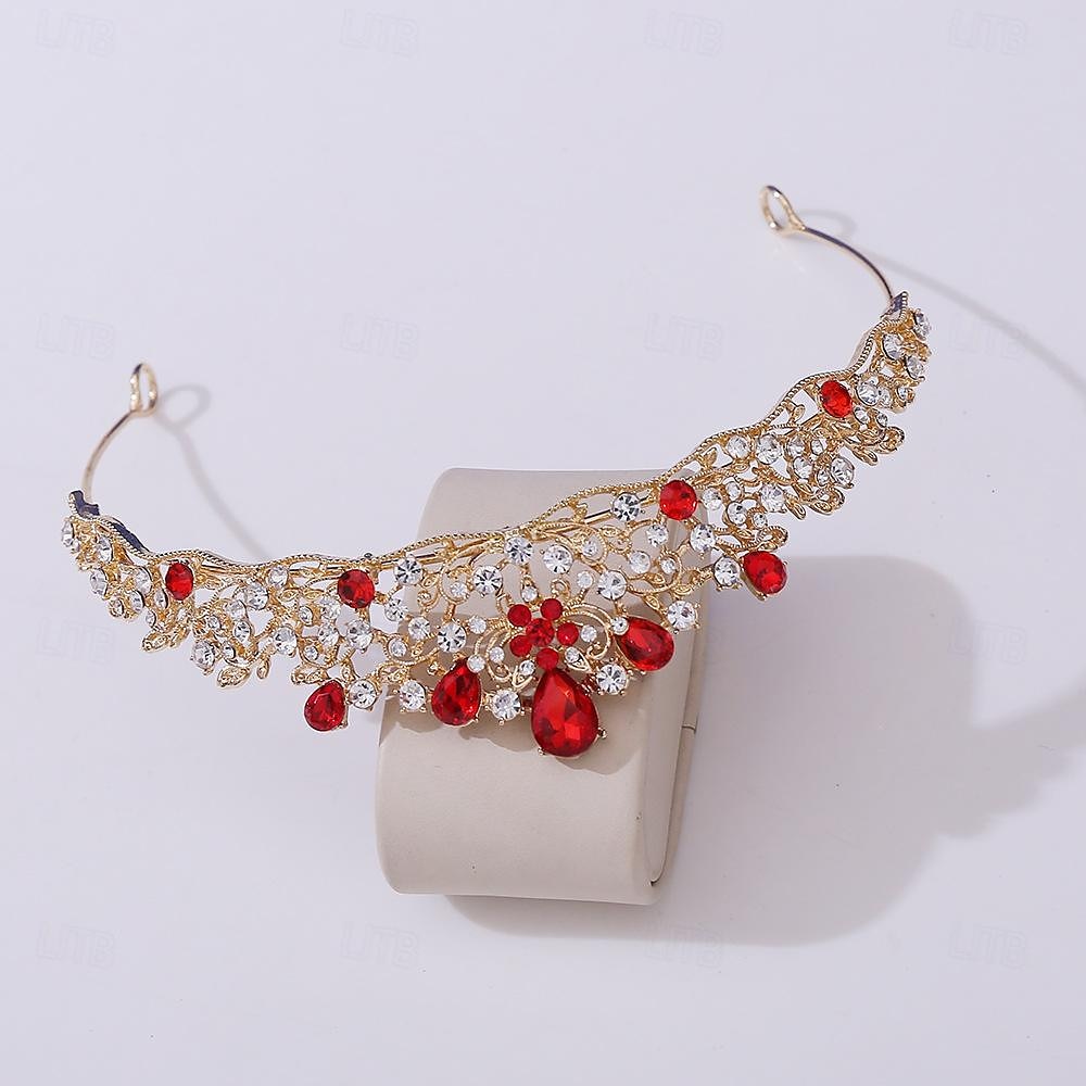 kroon tiara's hikinauhat Helm Strass Legering Bruiloft cocktail Elegant Luxe Met Strass Kristaldetails Helm Hoofddeksels 2025 - $11.99 –P5
