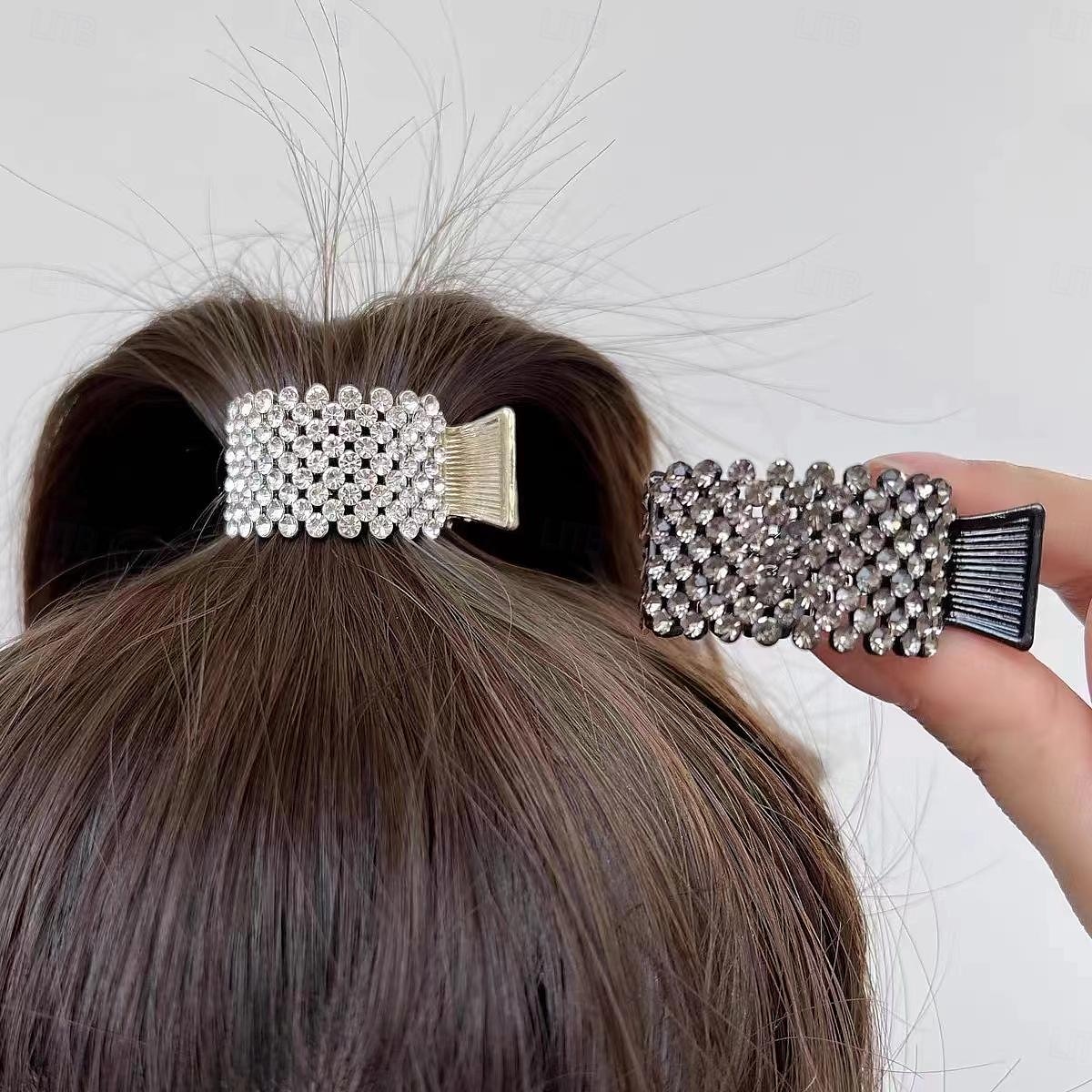 3 pièces, pinces à cheveux élégantes en strass brillant de qualité supérieure, boucles fixes pratiques pour queue de cheval à la mode, fournitures de fête décontractées pour femmes et filles, de 2025 ? $11.49 –P4