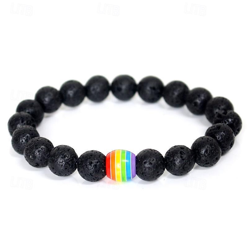 pulseira de arco-íris do orgulho pulseira gay pulseira de contas de pedra vulcão de 2025 por $17.99 –P2