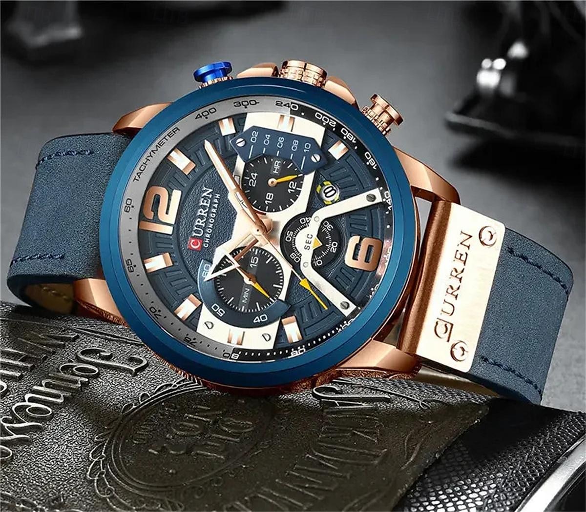 CURREN Herr Kvartsklockor Mode Affär Armbandsur Kalender VATTENTÄT Dekorativ Läder Klocka 2025 - $41.99 –P8