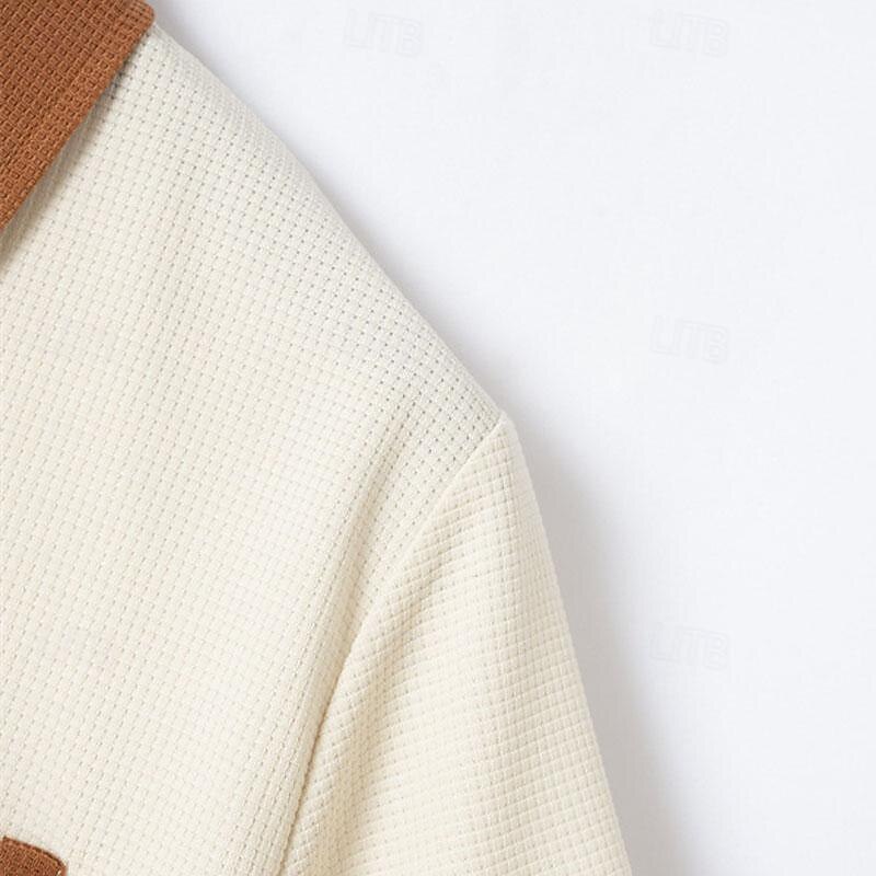 Herren Waffel-Poloshirt Golfhemd Arbeit Casual Kargen Kurzarm Basic Modern Farbblock Patchwork Taste Frühling Sommer Regular Fit Schwarz Weiß Blau Khaki Grau Waffel-Poloshirt 2025 - $18.99 –P9