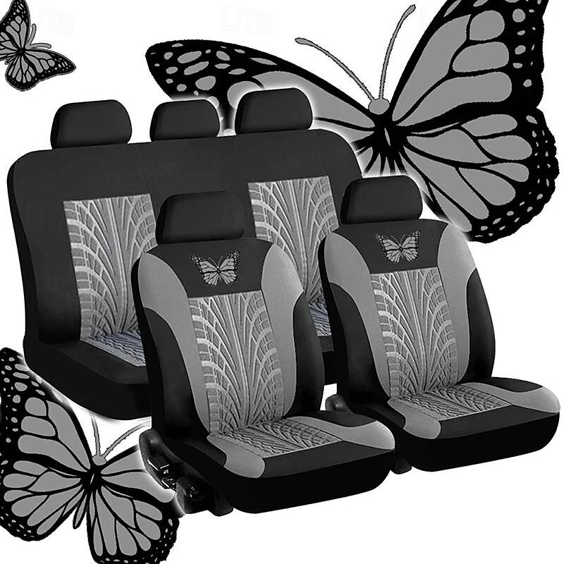 Fyautoper novas capas de assento de carro de 5/2 lugares com padrão absoluto bordado universal tecido respirável airbag seguro suv assento protetor acessórios de 2025 por $41.99 –P18