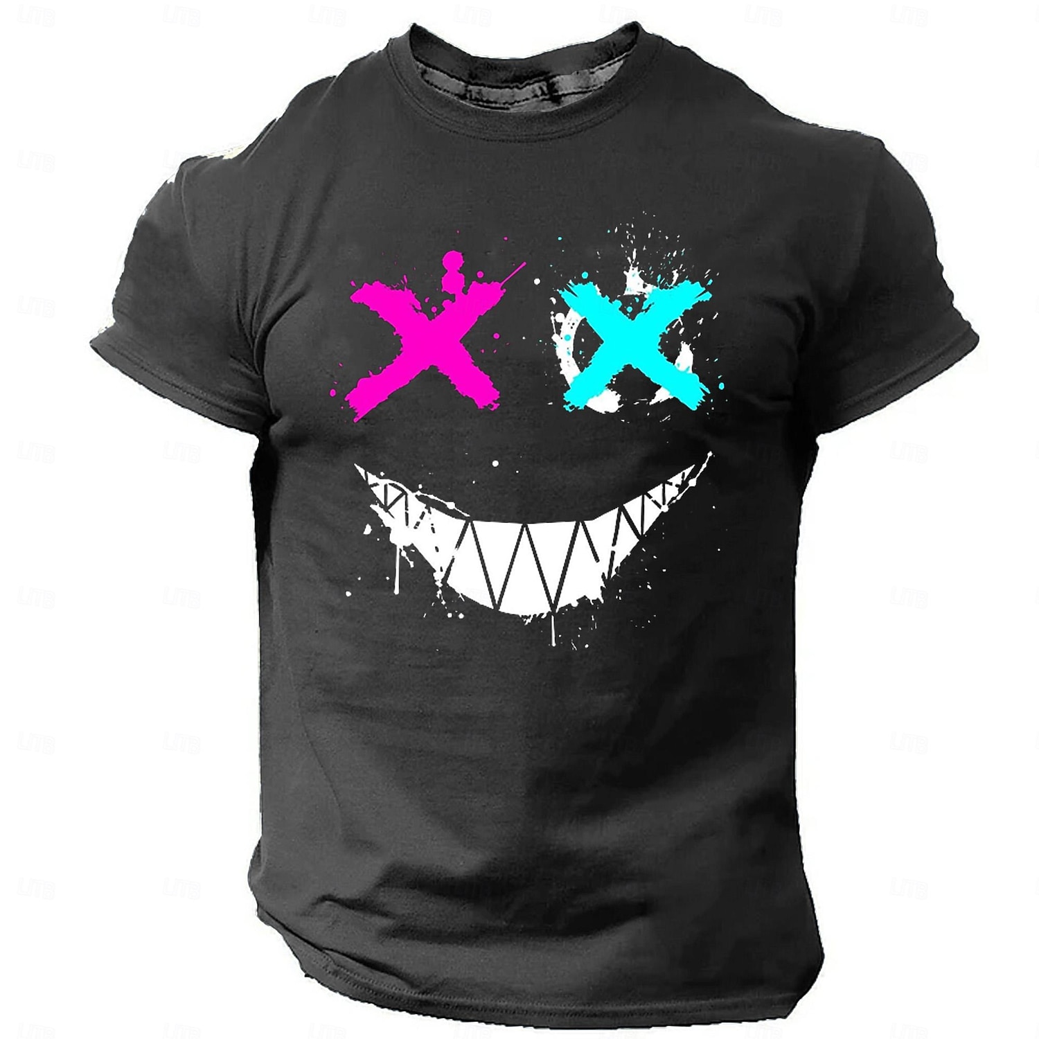 Férfi Grafika Vicces Mosolygó arc Póló Rövid ujjú póló 3D nyomtatás Terített nyak Ing Divat Dizájn Napi Fekete Medence Lóhere Tavaszi nyár Ruházat S M L XL XXL XXXL 2025 - $15.99 –P1