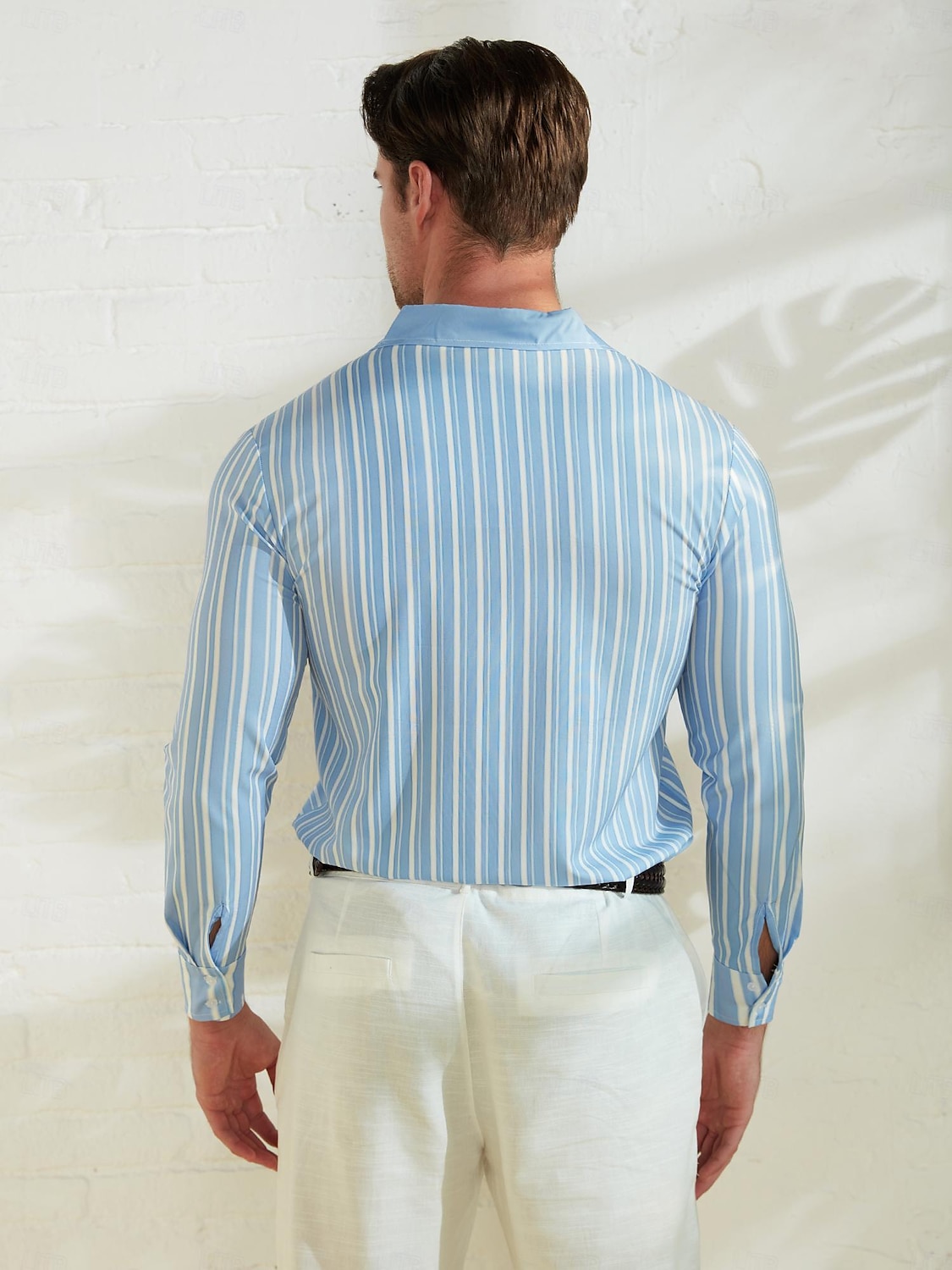 Voor heren Overhemd Bedrukte overhemden Streep Buiten Draag naar het werk Grijs + Paars IJzer Grijs Geel Rood Lange mouw Strijkijzer Lente zomer Kleding Afdrukken 2025 - $26.99 –P3