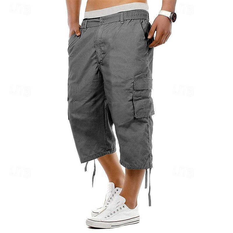 Homens Shorts táticos Bermuda Cargo Calças Capri Botões Cintura elástica Bolso multi Tecido Vestível Comprimento da panturrilha Ao ar livre Diário Acampar e Caminhar Moda Clássico Preto Azul de 2026 por $26.99 –P10