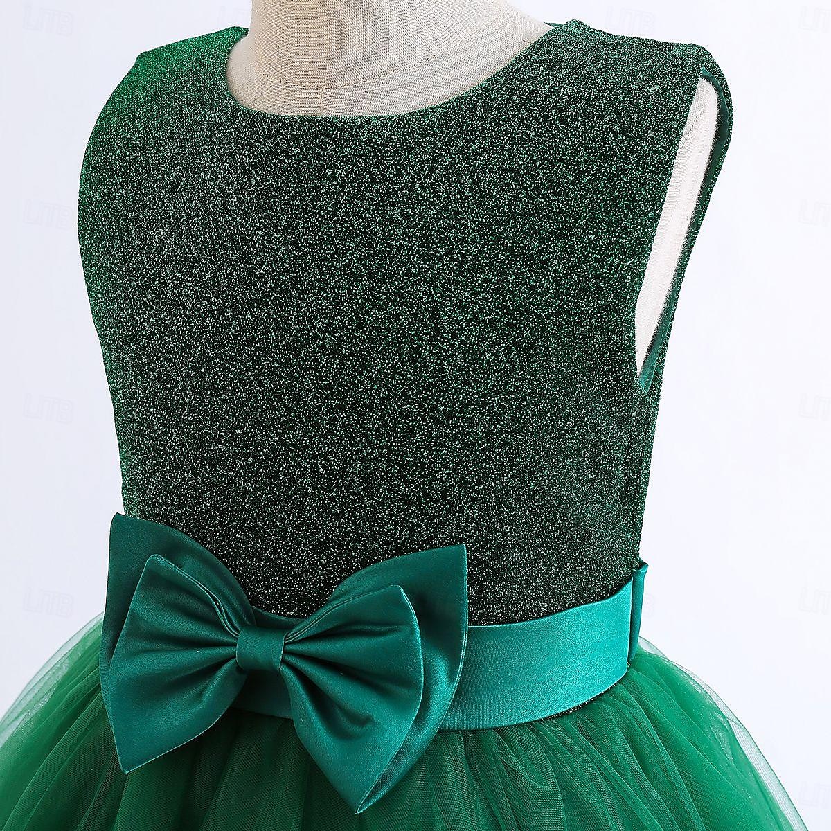 Děti Dívčí Šaty Šaty na párty Pevná barva Bez rukávů Zvláštní příležitosti Narozeniny Elegantní Princeznovské Polyester Maxi Šaty na párty Léto Jaro 4-13 let Námořnická modř Trávová zelená 2025 - $30.99 –P12