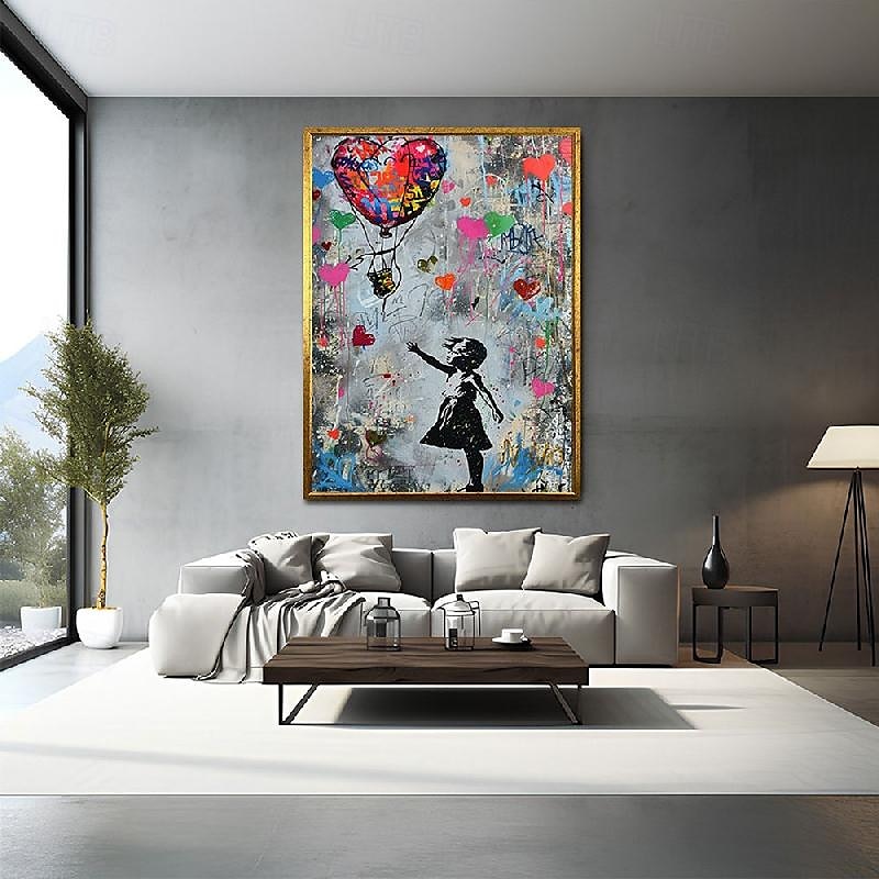 Banksy Mädchen Graffiti Ölgemälde handgemalt Pop Art Gemälde berühmte Leinwand Banksy Mädchen Kunstwerk Gemälde Banksy Ballon Leinwand Gemälde Wanddekoration Kunstwerk Gemälde 2025 - $325.69 –P4