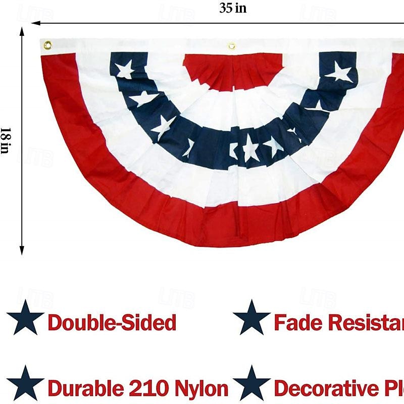 usa patriotisk plissert vifteflagg - 2 stk amerikansk us flagg bunting banner patriotisk bunting flagg stjerner og striper flagg bunting for minnedag den 4. juli og arbeidsdagen 2025 - $29.99 –P2