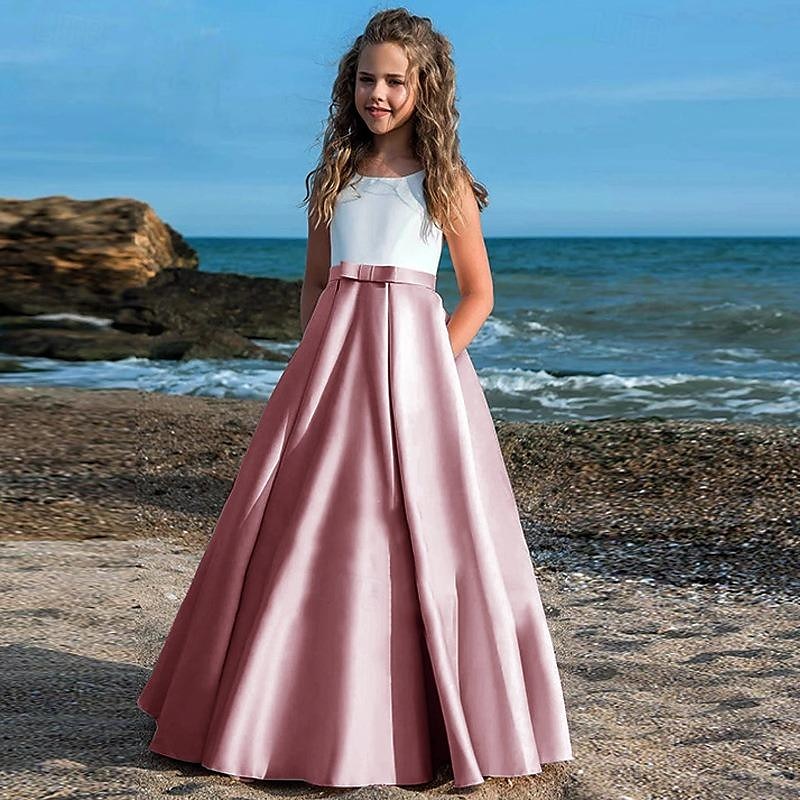 kinderkleidung Mädchen Party Kleid Feste Farbe Ärmellos Leistung Gitter Prinzessin Süß Gitter Mitte der Wade Etuikleid Tüll-Kleid Sommer Frühling Herbst 2-12 Jahre Schwarz Weiß Champagner 2025 - $60.99 –P4