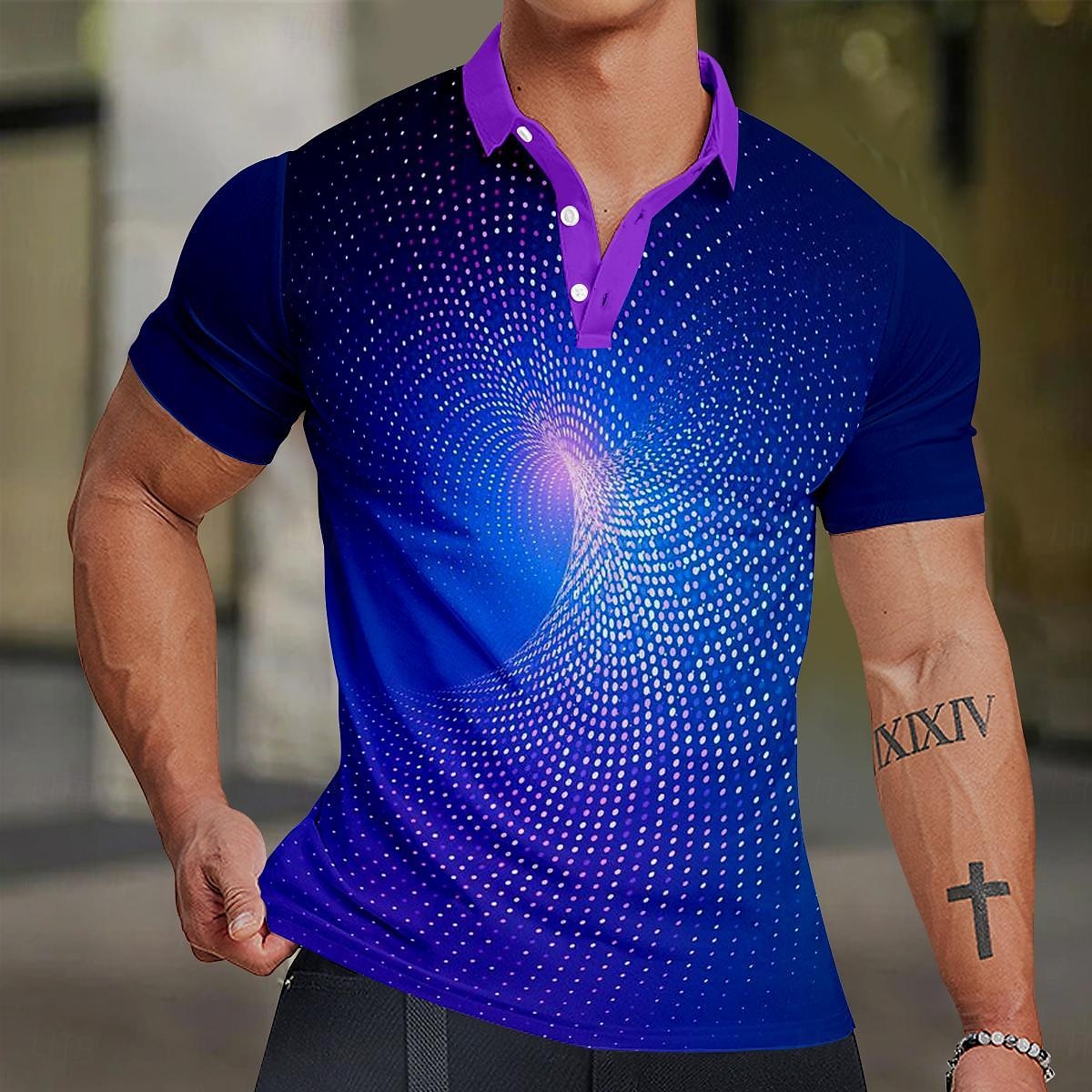 בגדי ריקוד גברים גראפי חולצות פולו חולצת גולף שרוולים קצרים חולצות פולו חולצות עם צווארון יום יומי בגדי נופש Rave Wear תלבושות למסיבה כפתורים הדפסת תלת מימד קיץ אביב סגול 2025 - $22.99 –P1