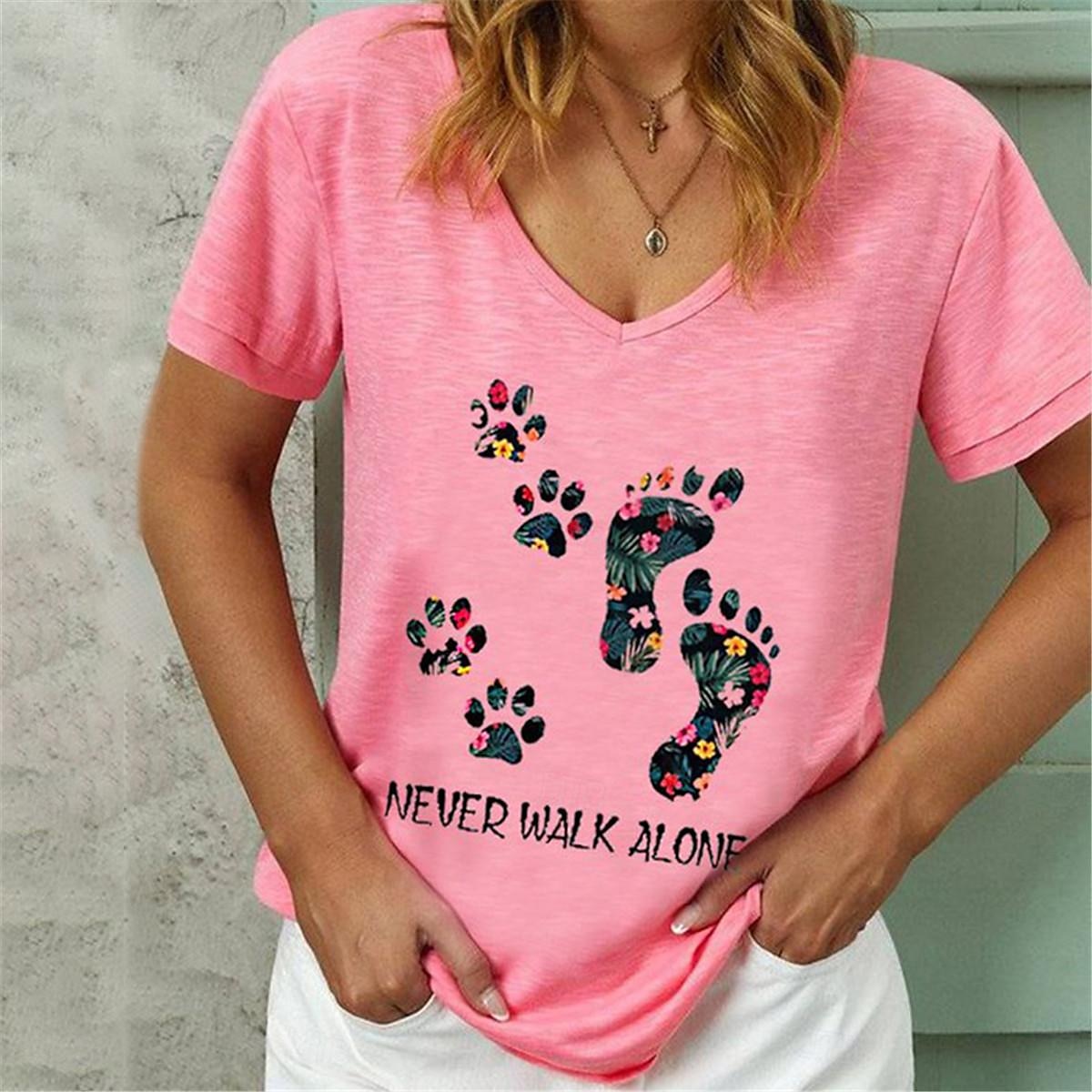Damen T Shirt Graphic Modisch Modern Halbe Ärmel V Ausschnitt Normale Oberteile Urlaub Täglich Rosa Grün Grau Sommer 2025 - $17.99 –P3