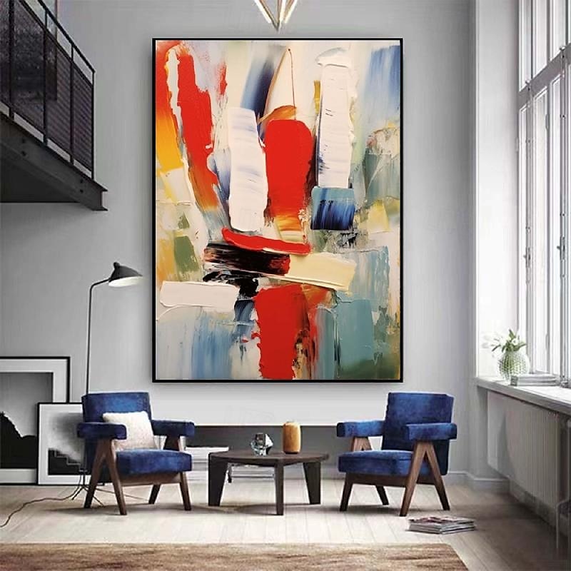 rot orange großes Gemälde handgemaltes Palettenmesser abstraktes Gemälde Farben abstrakte Wandkunst moderne abstrakte Leinwand große Leinwandkunst Acrylgemälde für Wanddekoration Bild 2025 - $125.99 –P1