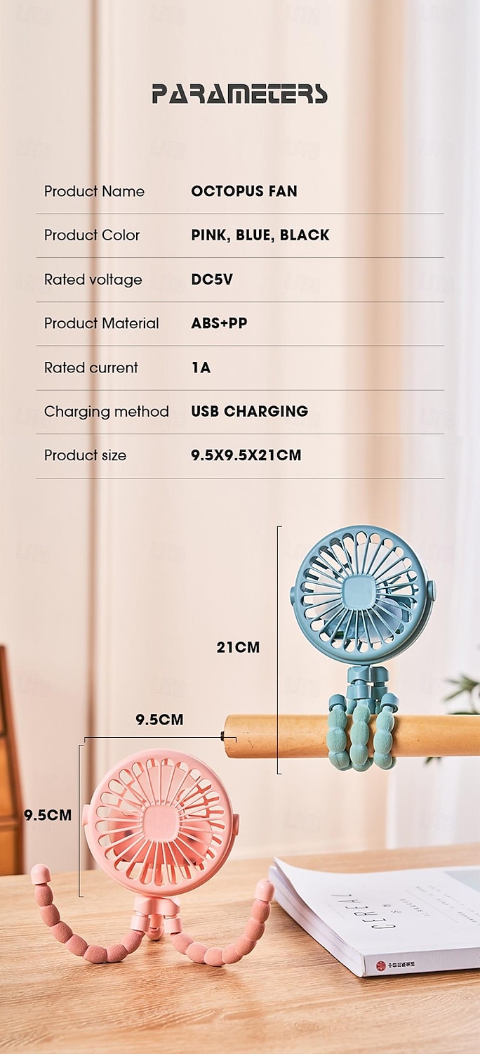 Octopus Fan Easy to Carry Multi-Functional Folding Office Desktop Outdoor Camping Stroller Handheld Fan Baby Stroller Fan Hand Held Bicycle Portable FanVentilator Silent Outdoor Cooler Neck Fan 2025 - $15.49 –P17