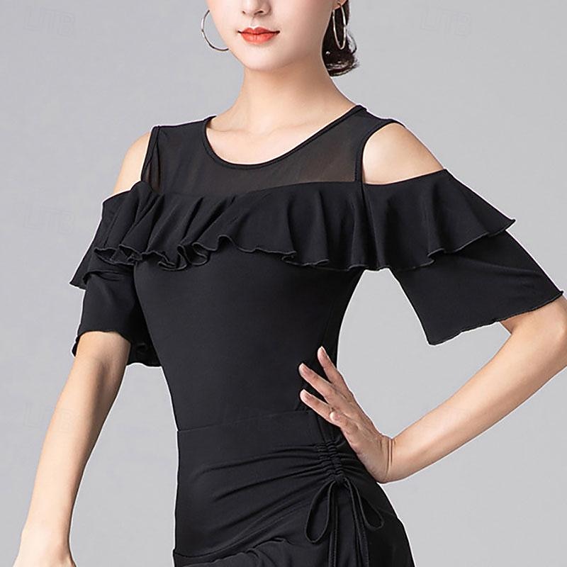 Dans Latin Dans de Societate Leotard / Onesie Decupat Culoare Pură Despicare Pentru femei Performanță Antrenament Manșon scurt Înalt Poliester 2026 - $46.99 –P2