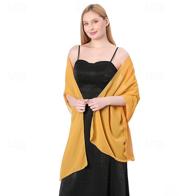 Sjalar Sjalar till damer Elegant Brudkläder Ärmlös Chiffong Brudsjalar Med Ren Färg Till Fest Vår & sommar 2025 - $16.99 –P6