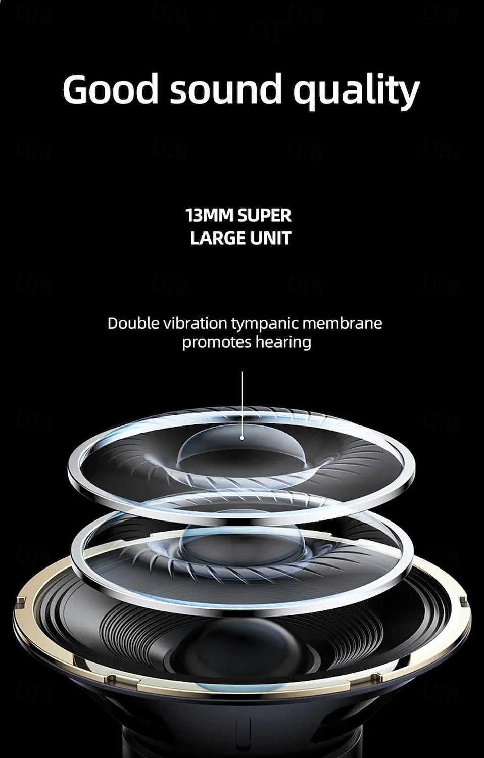 Lenovo LP40 Earphones TWS Wireless Bluetooth 5.0 Earbuds Bass Touch Control Stereo Noise Reduction Long Standby 230mAH 2025 - GBP £11.45 –P5