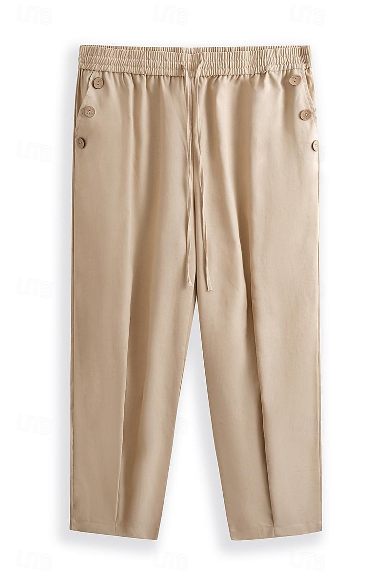 Homme Pantalon en lin Pantalon pantalon été Cordon Taille elastique Plein Confort Respirable Toute la longueur Casual du quotidien Vacances Mode Style classique Blanche Bleu de 2025 ? $25.99 –P1