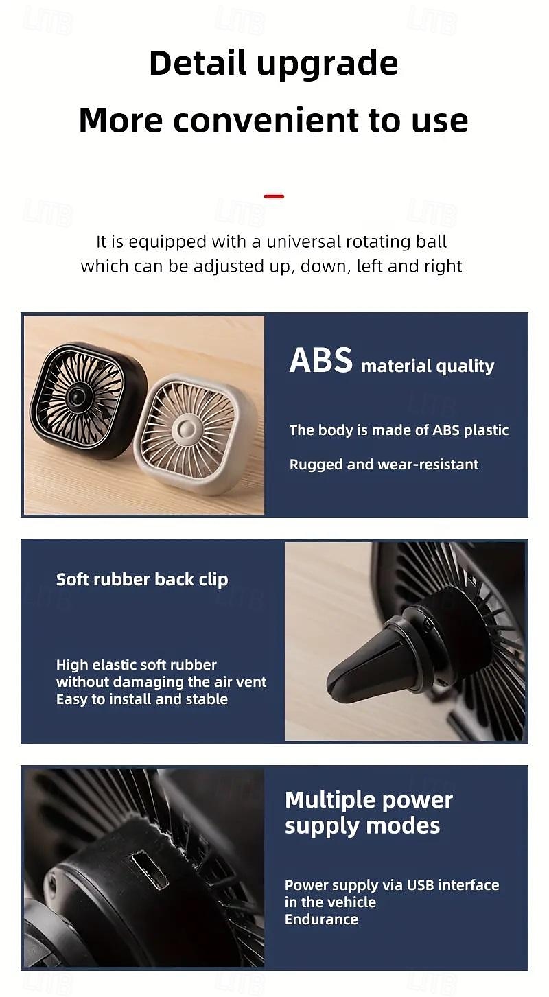 Portable Car Air Conditioning Outlet Car Fan USB Power Gradient Colorful Atmosphere Light Small Fan Front And Rear Row Outlet Exhaust Fan Universal 2025 - $12.99 –P7