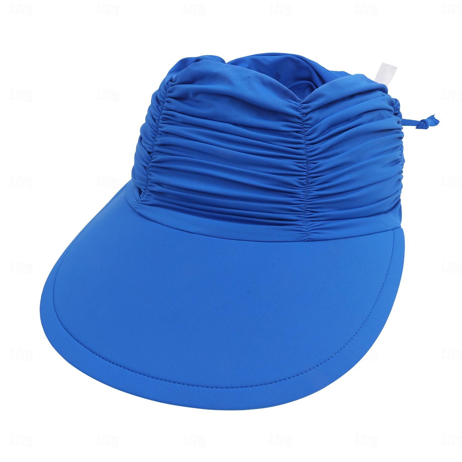 Modischer, einfarbiger UV-Sonnenschutz für Damen mit breiter Krempe, Visier, modischer Aufdruck, geraffter Sonnenschutz, leerer Sommer-Strandhut 2025 - $8.99 –P7