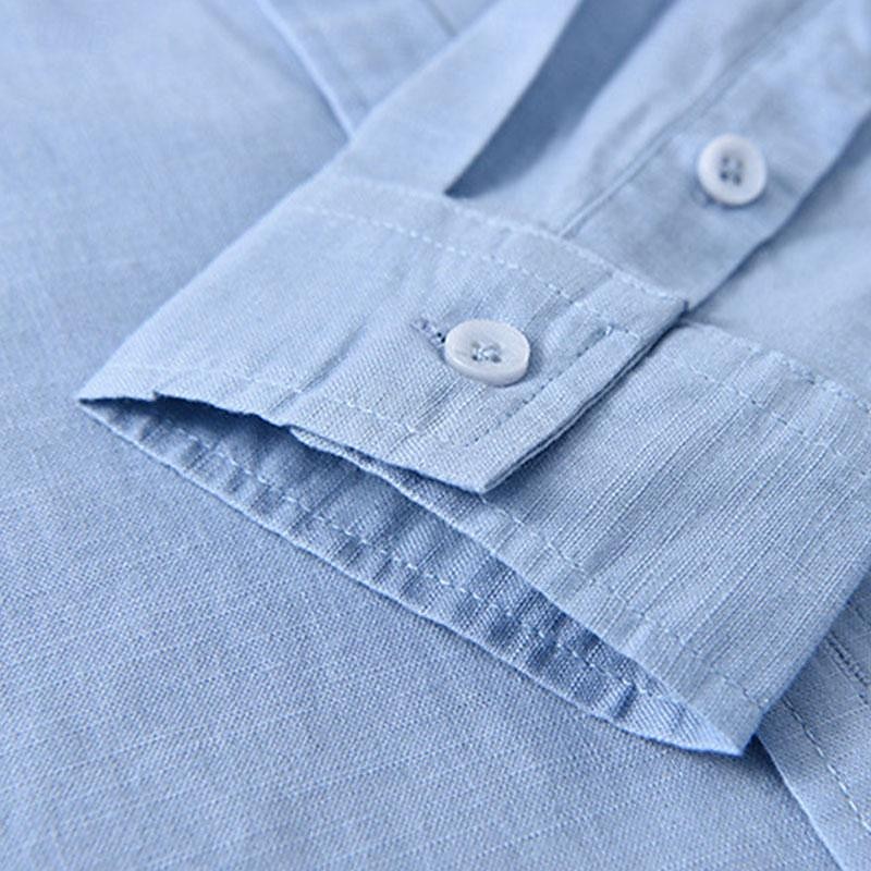 Per uomo Camicia Camicia di lino Camicia con colletto cinese Camicia con colletto alla coreana Camicia casual Camicia di cotone Semplice Vacanza Camicia hawaiana Bianco Blu Beige Manica Lunga del 2025 a $45.99 –P6